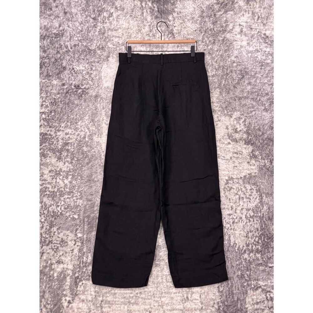 COS Pants 8 Womens Black Linen Wide Straight High Rise Trouser - Picture 2 of 8